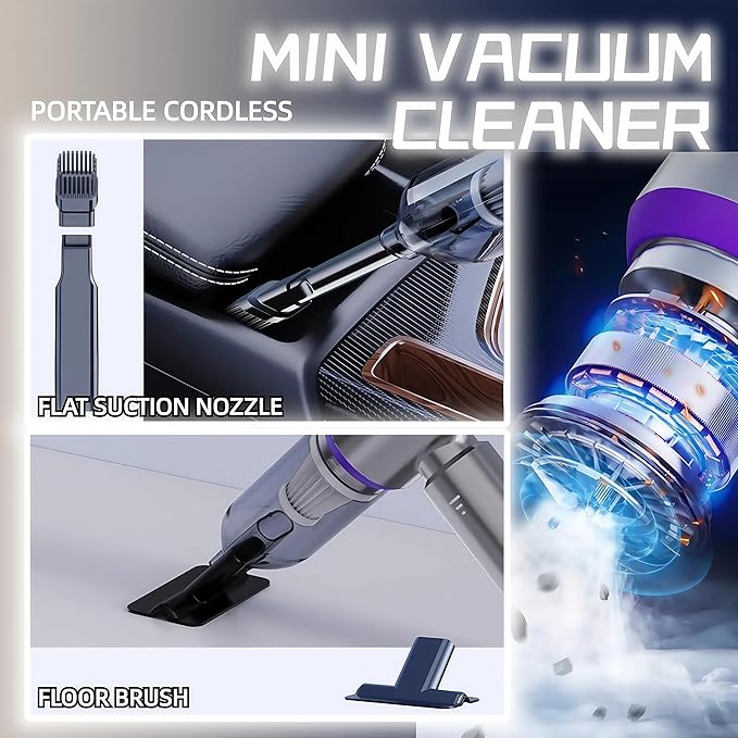 LYCVVVGS Handheld Car Vacuum Cleaner, 21000PA Rechargeable High Power Cordless Mini Vacuum Cleaner and Blower 4-in-1 with 3 Gear, Vacuum with Brushless Motor for Car, Home, Office, PC