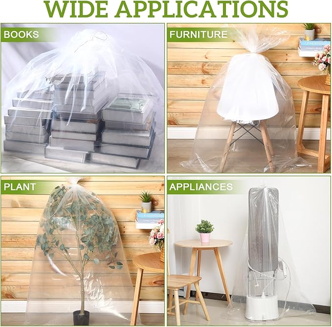 Fainne 10 Pack Extra Large Clear Plastic Storage Bags 23 x 39 Inch 2.75 Mils Giant Jumbo Moving Flat Plastic Storage Bags for Clothes Packing Luggage Suitcase Furniture Comforter Bike Blanket