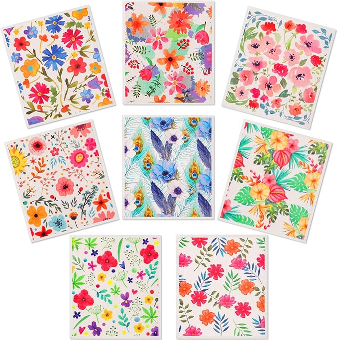 Lucomb Swedish Dishcloths for Kitchen Dishes, 8 Pack Reusable Cleaning Cloths Replace Paper Towels Swedish Towels Cleaning Rags Eco Friendly Biodegradable for Home Office Wipes