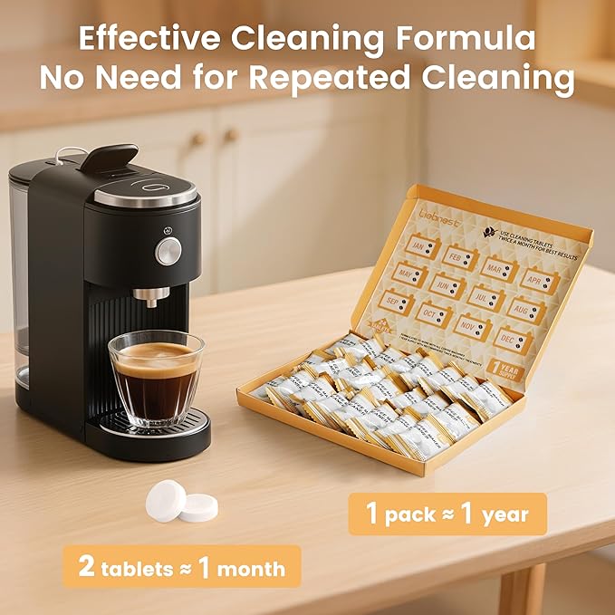 Liebnest 24 Count Coffee Maker Cleaner & Descaler Tablets, Effective Cleaning Coffee Pot Cleaner Tablets, Compatible with Nespresso, Breville, Keurig, Ninja, Delonghi, Miele
