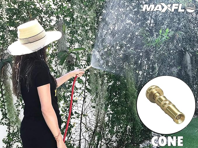 MAXFLO High Pressure Hose Nozzle [2 Pack] Heavy Duty | Brass Water Hose Nozzles for Garden Hoses | Adjustable Function | Fits Standard Hoses, Garden Sprayer, Spray Nozzle, Power Washer Nozzle