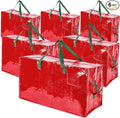Shappy 6 Pcs Heavy Duty Christmas Storage Bags Extra Large Ornaments Container Moving Bags Xmas Decoration Organizer Storage Bag(red,30 x 16", 24 x 16", 20 x 16")