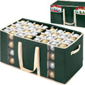 inin Christmas Ornament Storage Box with Adjustable Dividers,Christmas Ornaments Organizer with Zipper,Storage Container Bin with Side Pockets for Holiday Decorations(128 Ball, Green, Without Tray)