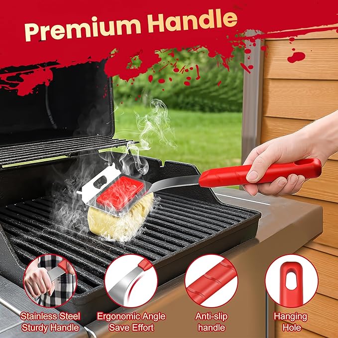 nonoYif Grill Brush Bristle Free + 5 Replaceable Pads, Steam Grill Brush for Outdoor Grill, BBQ Grill Brush and Scraper for Cast Iron/Stainless Steel Grates, Safe Grill Cleaner Brush, Gift for Men Dad