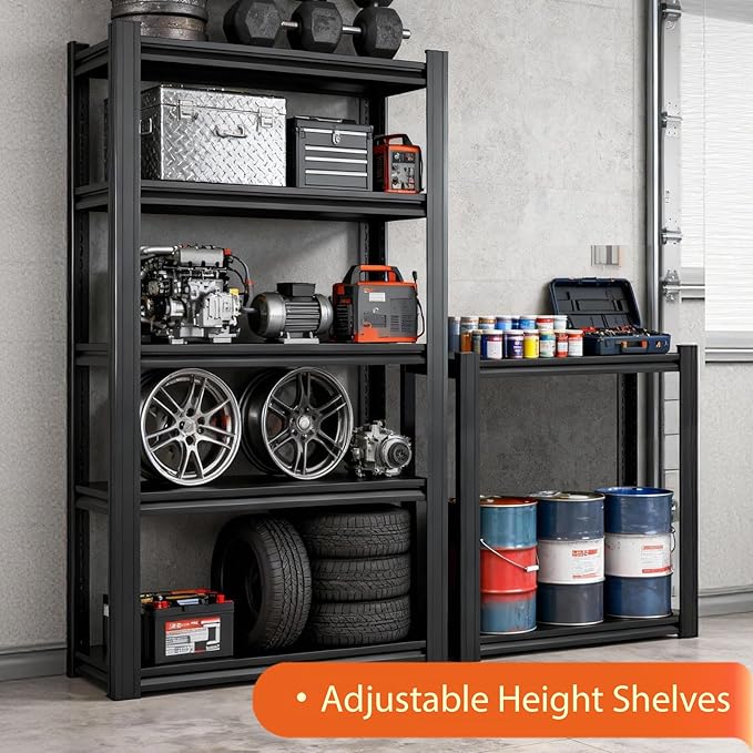 CXDMB Metal Storage Shelves Unit,5-Tier Adjustable Heavy Duty Garage Shelving,3000LBS Garage Storage Industrial Shelves,Storage Racks,Steel Shelf Suitable for Shop,Warehouse,Basement