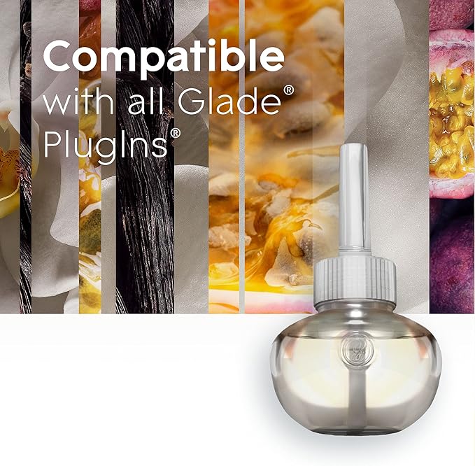 Glade PlugIns Refills Air Freshener, Vanilla Passion Fruit, Scented and Essential Oils for Home and Bathroom, 0.67 Fl Oz, 10 Count