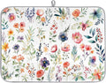 Hexteria Microfiber Absorbent Dish Draining Mat, Floral Dish Drying Mat for Kitchen Counter Washable Drainer Rack Pad, Vintage Floral