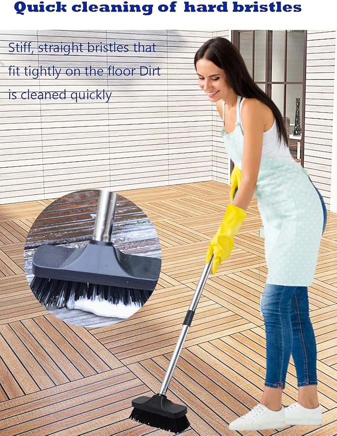 BSMstone Push Broom Brush Stiff Bristles Floor Cleaning Brush Multi-Purpose Scrubber Brushes for Bathroom Bathtub Tile Floor Deck Patio