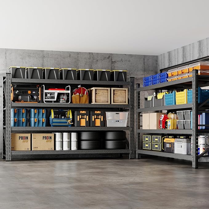 BYNSOE 77" W Storage Shelves 9000lbs Garage Metal Shelving Heavy Duty Garage Shelves Adjustable Storage Shelves for Industrial, Factory,(77" W X 24" D X 70" H)