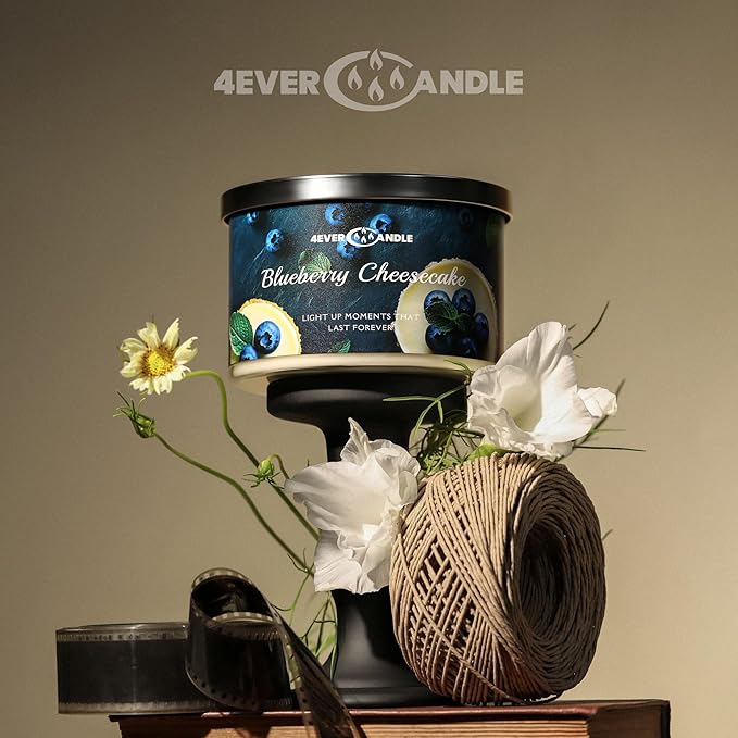 4EVER Scented Candles | 4-Wick 18oz Soy Wax Candle | Up to 50Hrs Clean Burn | Aromatherapy Candles for Home Scented | Gifts for Women & Mom, Blueberry Cheesecake