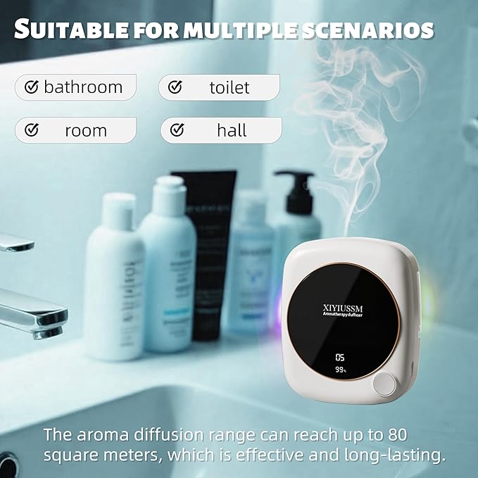 Waterless Essential Oil Diffuser for Home Office Travel Ultrasonic Aromatherapy Small Cordless Diffuser with 7 Mist Modes for Bedroom Bathroom Hotel Car Portable Air Freshener & Scent Machine