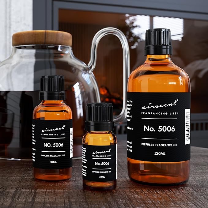 AirScent Diffuser Oil Inspired by TF's Ombre Leather - No. 5006 Perfume Dupe - Fragrance Oil Blend for Ultrasonic and Waterless Diffusers and Crafting - 10 ml, 0.34 fl oz Glass Bottle with Dropper