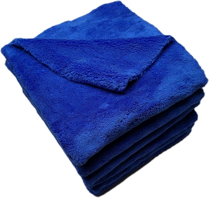 Plush Edgeless Microfiber Towel for Car, Soft Drying Wash Detailing Buffing Polishing Towel, 530 GSM 6Pack 16 x 16inches (Blue, 6Pack)