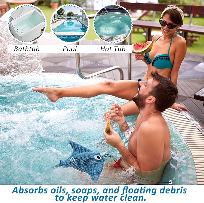 Hot Tub Scum Absorber, 2025 Upgrade Reusable Scum Devilfish Hot Tub Absorber Accessories Hot Tub Sponge for Spa & Pool Cleaner, Hot Tub Oil Absorbing Keeps Water Clean