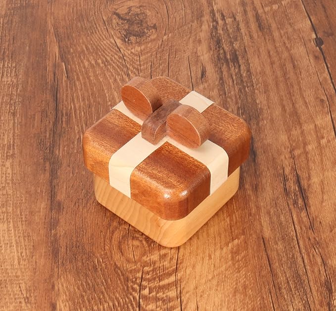 MISS LI GARDEN Special Design Wooden Ring Box, Ring Holder Box with Single Slot, Gift Box for Wedding,Engagement, Ceremony,Anniversary, Christmas