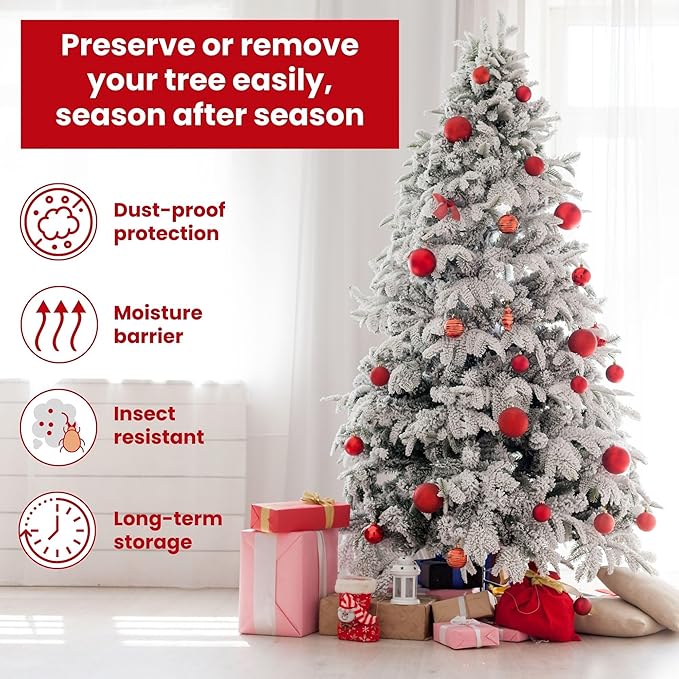 VicMore Christmas Tree Disposal Bag 9x6 ft Clear Plastic – Heavy-Duty, Tear-Resistant & Odorless Polyethylene for Real or Artificial Xmas Tree Removal, Storage & Moving