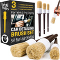 Detail Dudes Soft Boar Hair Car Detailing Brush Set - 3-Pack, Brown - Car Detailing Kit for Versatile Uses - Soft Bristles Cleaning Brush - Water-Resistant Handles