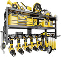 SEENWUUN Power Tool Organizer Wall Mount Heavy Duty 320 lbs, 3 Layers Storage Rack with 9 Drill Holders & Battery Storage, cordless tool organizer for Garage, Workshop & Tool Room