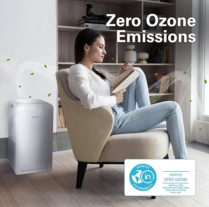 Daikin Room Air Purifier Bundle, HEPA Air Purifier with Pre-filter, Carbon, and UVC LED Light Filtration, Zero Ozone, CARB Certified, Includes 2 Purifiers and 2 sets of Replacement Filters