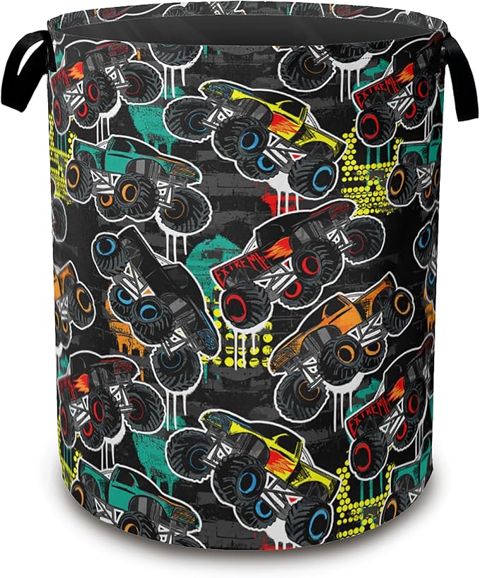 Laundry Hamper,Color Truck Laundry Basket,Waterproof Oxford Cloth Storage Basket with Handle for Clothes Books Nursery Home Storage Sundries 16"x20"