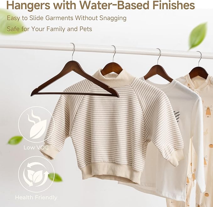 StorageWorks Clothes Hangers, Wooden Hangers 30 Pack for Closet, Wood Hangers for Coats, Shirts, Jackets, Pants, Suits, Walnut Color