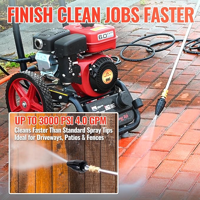 YAMATIC Pressure Washer Turbo Nozzle Tips, 360° Rotating Turbo with 5 Spray Nozzles, 3000 PSI 4.0GPM with 1/4" Quick Connector Compatible with Ryobi, Greenworks, Craftsman, Troybilt, Simpson