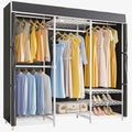 VIPEK V5C Medium Covered Clothes Rack Heavy Duty Portable Closet Wardrobe, Freestanding White Clothing Rack with Grey Upgarded Polyester Cover, Adjustable Custom Closet Rack, 56.7" Lx15.7 Wx76.4 H