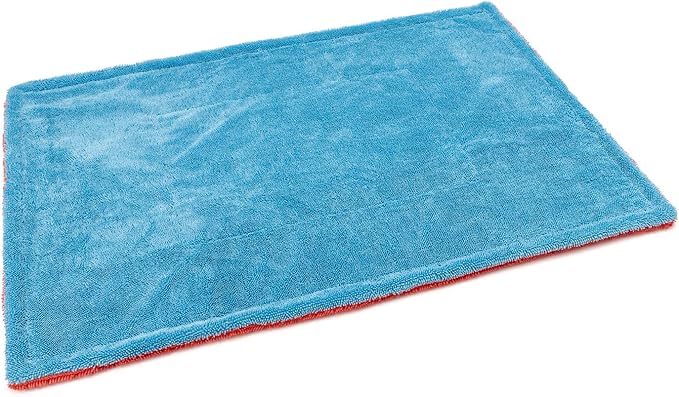 Autofiber [Dreadnought Max] Triple Layer Microfiber Car Drying Towel | Twist Pile | 1400GSM | 1 Pack (20"x30", Blue/Red)