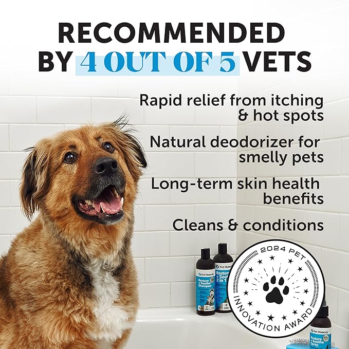 Pet Honesty Restore + Soothe 2 in 1 Shampoo + Conditioner for Sensitive Skin for Dogs & Cats - Dog Skin and Coat Supplement - Soothes Itching, Irritation and Hot Spots (Coconut) - 16oz