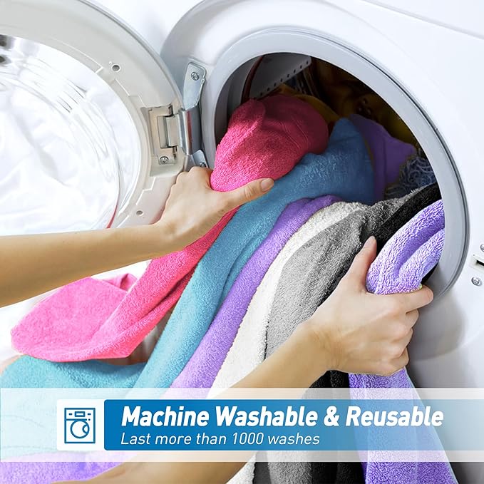 WEAWE White Microfiber Cleaning Cloth 13"x13", Ultra Soft Absorbent Microfiber Cleaning Rags for Housekeeping Cleaning Supplies, Lint Free Reusable Cleaning Cloths for House Washable, Pack of 12