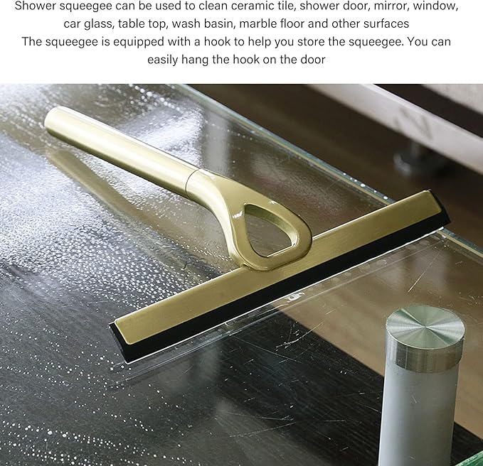 TOPINCN Stainless Steel Squeegee Window Cleaning Glassware Household Tile Squeegees Mirror Scratch Artifact for Glass Cleaner Gold Shower Squeegees