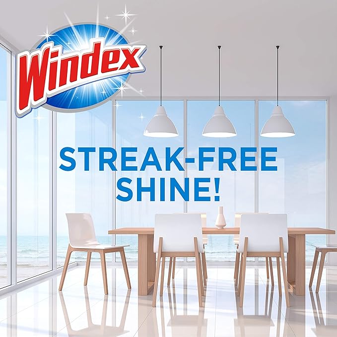 Windex Wipes Glass Cleaning, Pre-Moistened Glass and Surface Wipes to Clean Home Surfaces, Original Scent, 38 Count