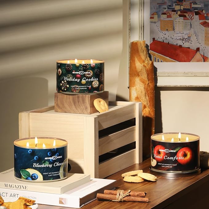 4EVER Scented Candles | 4-Wick 18oz Soy Wax Candle | Up to 50Hrs Clean Burn | Aromatherapy Candles for Home Scented | Gifts for Women & Mom, Home Comforts