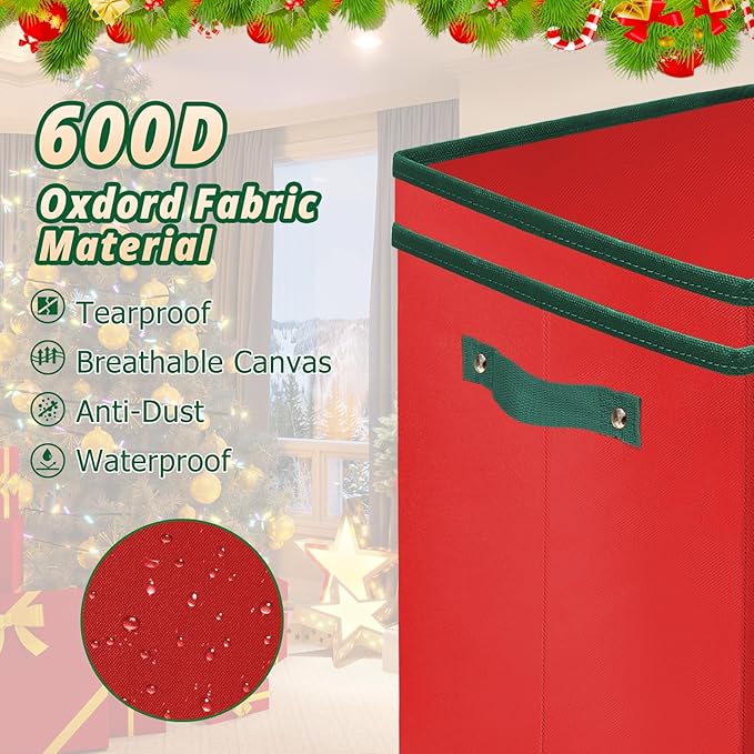 Christmas Nutcracker and Figurine Storage Box, Keeps 9 16" Tall Holiday Nutcrackers, Figurines, and More -Xmas Decor Collectible Organizer with Adjustable Dividers, 600D Oxford Fabric Tear-Proof