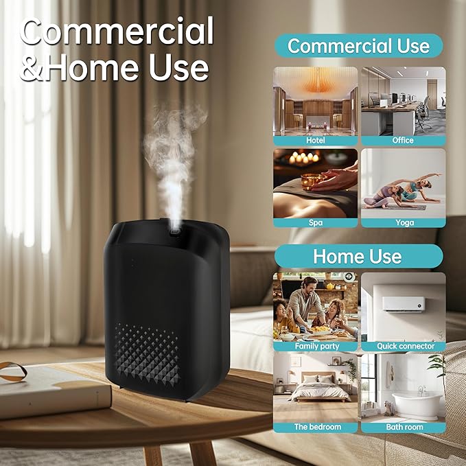 WiFi Smart Scent Air Machine for Home, App Control Waterless Essential Oil Diffuser, 1500 Sq.Ft Cold Air Diffusion System, 400ml Hotel Collection Diffuser for Large Room, Office (Black)