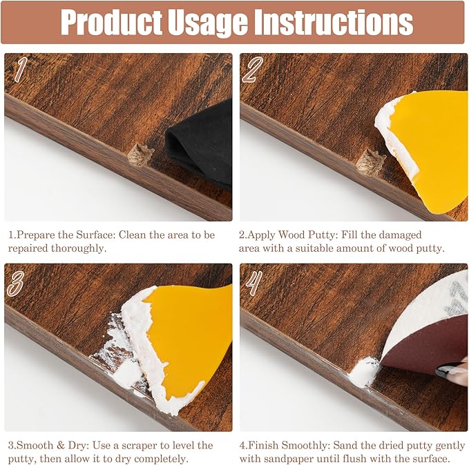 DEWEL 10 Colors Furniture Markers Touch Up & 2 Colors Wood Putty, Wood Scratch Repair Kit for Filling Scratches, Cracks, Holes, Dents, Scuffs - A Simple and Convenient Wooden Repair Solution