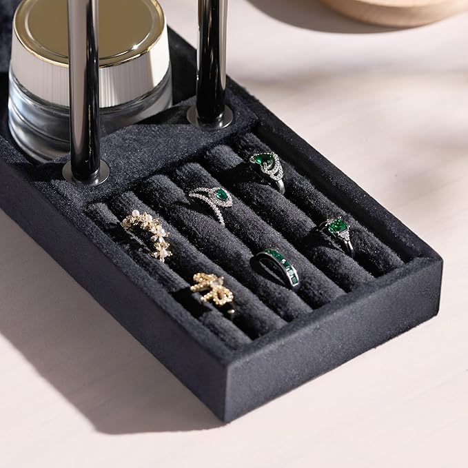 bussdis 2 Tier Bracelet Holder Display - Detachable T Bar Black Velvet Bracelet Holder, Jewelry Holder Organizer for Bracelet, Necklace, Earrings, Rings