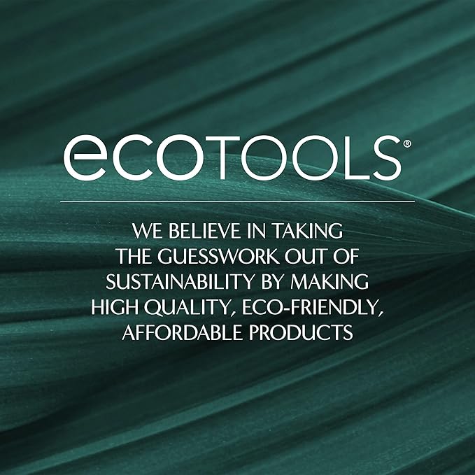 EcoTools Sea Gems Face Makeup Brush & Sponge 4 Piece Set, Eco-Friendly Makeup Brushes & Makeup Sponge, For Foundation, Blush, Contour, & Setting Powder, Recycled Plastic, Cruelty-Free Tools