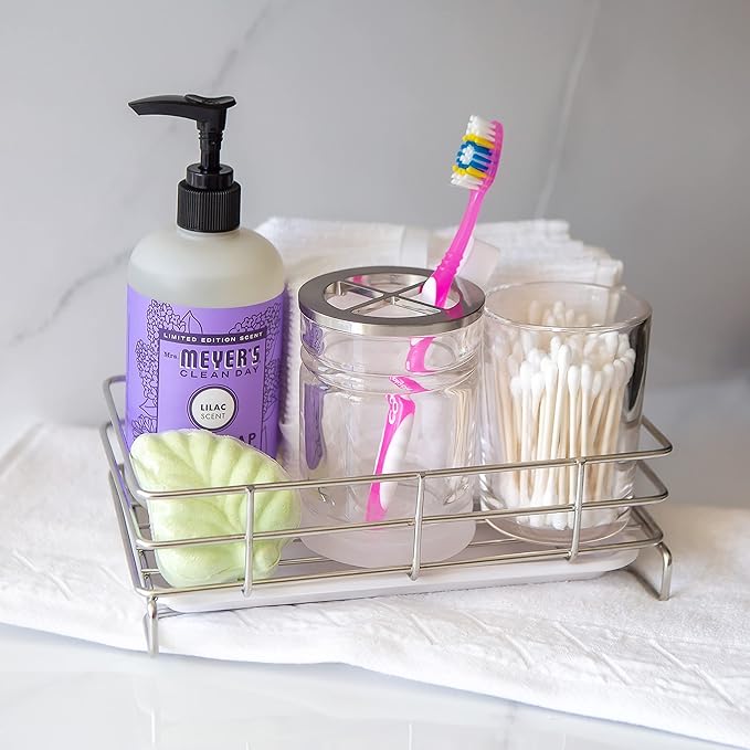 Handy Home Concepts Kitchen Sink Caddy Sponge Soap Holder for Countertop Large Kitchen Soap Tray Sink Organizer