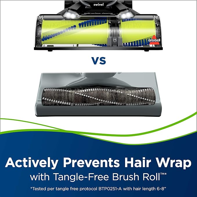 Bissell Pet Hair Eraser Turbo Rewind Vacuum, Lightweight, Automatic Cord Rewind, Tangle-Free Brush Roll, Headlights, Powerful Pet Hair Pickup, SmartSeal Allergen System, Blue, 27909