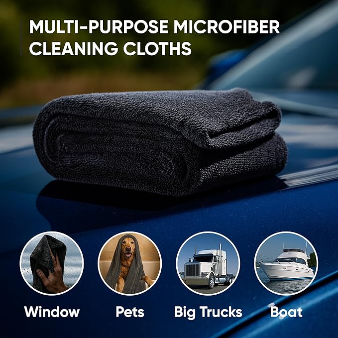Papa Dragon Extra Large Car Drying Towel | 1300 GSM 25"x34" | Super Absorbent Microfiber Towel for Cars, Streak-Free, Scratch-Free Detailing Towel for Cars, Truck, SUV - 1 Pack