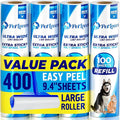 PetLovers Extra Sticky Floor Lint Roller 4 Pack of Refills Only - No Handles Included - 100 Sheets Per Refill 400 Sheets Total