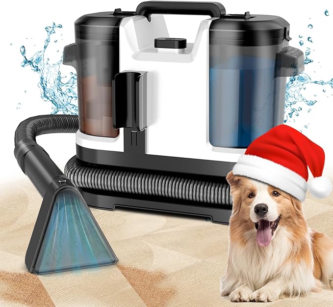 Vaconly Portable Spot Cleaner Machine for Carpet and Upholstery - 18Kpa Carpet Cleaner with Dual BrushHeads, Easy Move, Cleaning Machine for Furniture, Couch, Stairs, Car and Pet Stain, White