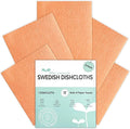 Auggee Swedish Dishcloths for Kitchen, 5 Pack Swedish Dish Cloths, Ultra Absorbent Reusable Paper Towels, Cellulose Sponge Cloths, Quick Drying, No Odor, Dishwasher Safe Orange