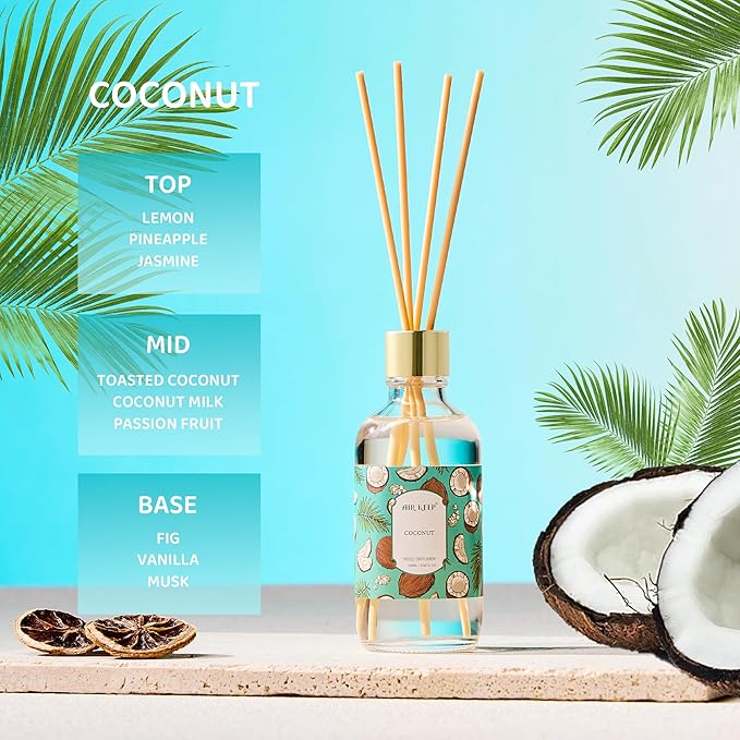 Airkeep Reed Diffuser Oil Set with Reed Sticks,Rose Aromatherapy Oil Scent Diffuser for Home Office Bathroom Decoration Perfume and Gifts 3.38oz/100ml