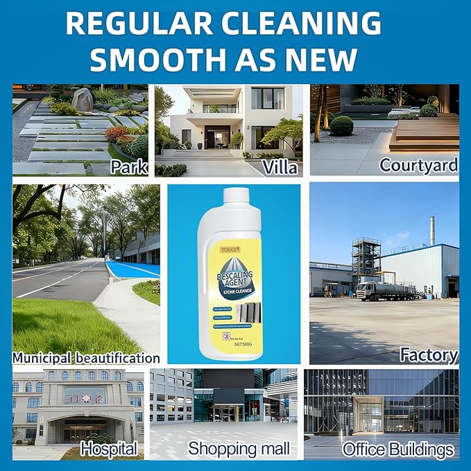 Turoco 500ml Heavy-Duty Marble & Granite Cleaner –Yellowing & Limescale Remover for Tile, Concrete & Natural Stone – Restores Shine for Bathroom, Kitchen, Patio & Outdoor Stone Surfaces