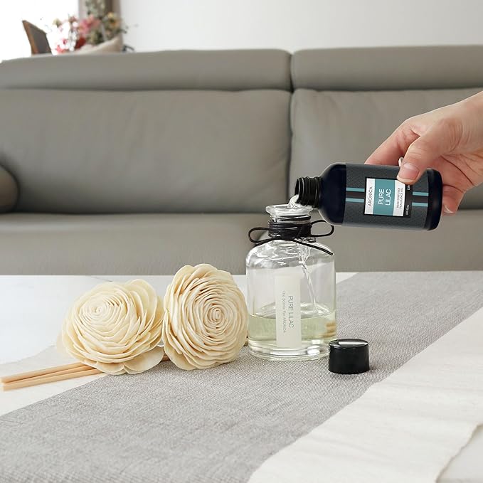 Aronica Reed Diffuser Refill 120ml - White Rose, Home Fragrance Flower Diffuser Oil Sticks, Bulgaria Rose Scent, Flower Aroma Liquid