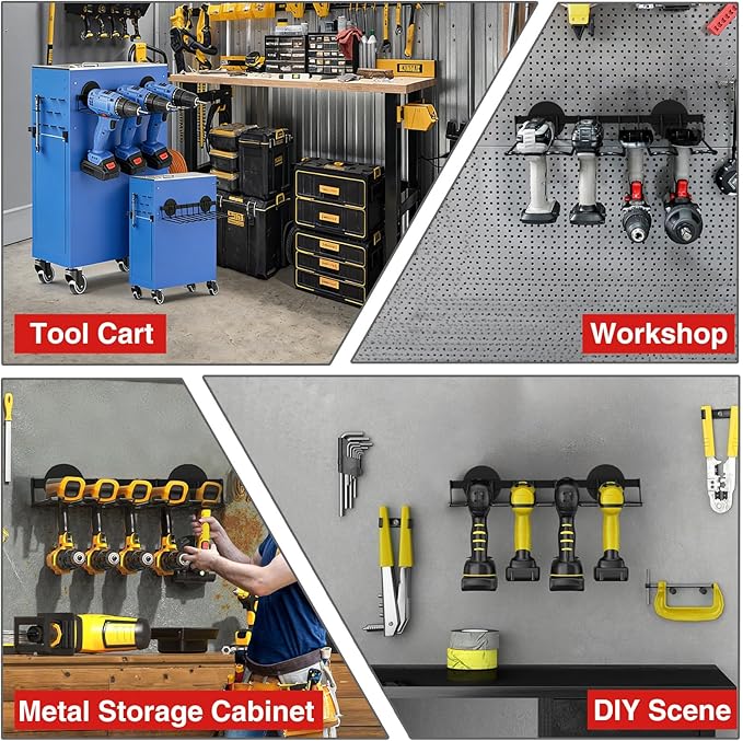 joaoxoko Heavy Duty Magnetic Power Tool Organizer,Drill Holder Wall Mount,50 lb Garage Storage Utility Storage Thickened Drill Rack for Dewalt Milwaukee Ryobi Cordless Tool