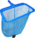 Poolvio Swimming Pool Skimmer Net, Fine Mesh Pool Leaf Rake Net with Double-Layer Deep Bag, Reinforced Frame - Swimming Pool Nets for Cleaning Finest Debris