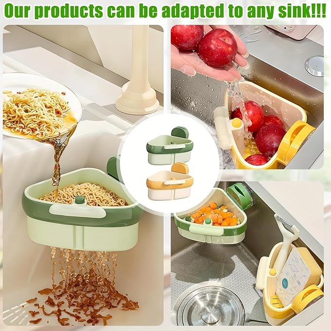 Corner Sink Strainer Hanging Sink Corner Rack,Automatic Dumping Sink Strainer Basket,Faucet Sponge Storage Rack,Corner Sink Trash Catcher for Food Waste